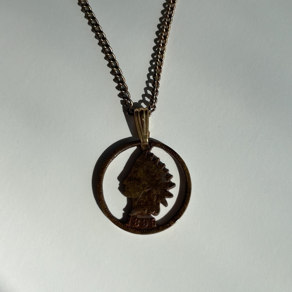 Indian Head Cut‎ Out Penny Pendant Necklace